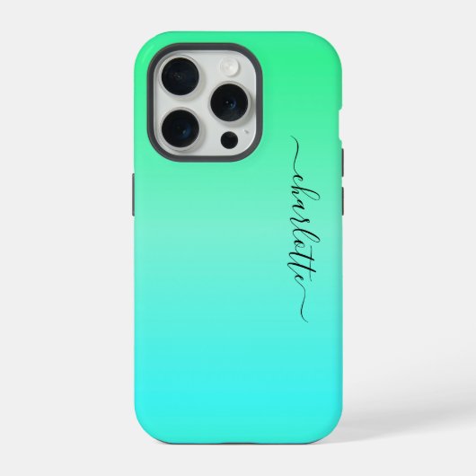 ネオンターコイズとグリーン iPhoneケース (裏面)
