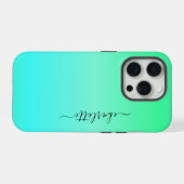 ネオンターコイズとグリーン iPhoneケース (裏面横)