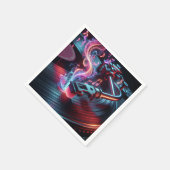 ネオンターンテーブルとレコード スタンダードカクテルナプキン (角)