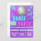 ネオンダンスパーティーの招待状 招待状 (正面/裏面)