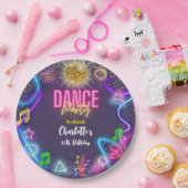 ネオンダンスパーティー誕生日 ペーパープレート (パーティー)