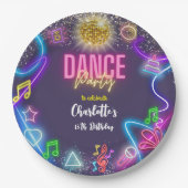 ネオンダンスパーティー誕生日 ペーパープレート (正面)