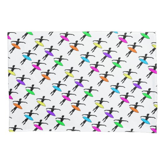 ネオンツゥバレリーナバレエポインテダンスシルエット 枕カバー (正面)