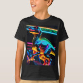 ネオンティレックスの恐竜キッズTシャツ Tシャツ (正面)