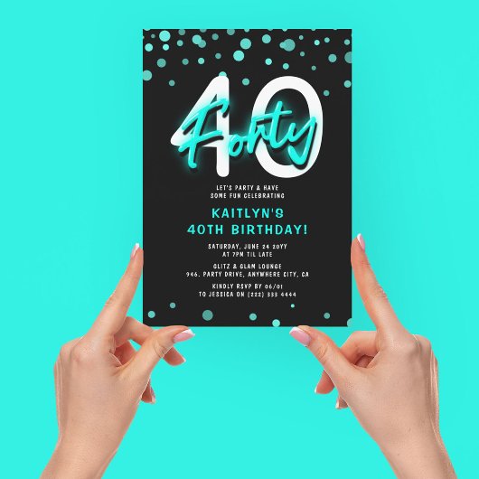 ネオンティール40歳の誕生日パーティー 招待状