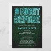 ネオンティール（緑がかった色）グリーンナイトのリハーサル前ディナー 招待状 (正面)