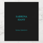 ネオンティール(緑がかった色)ビジネス文字ブラック ワインラベル (シングルラベル)