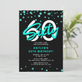 ネオンティール（緑がかった色）60歳の誕生日パーティー 招待状 (スタンド正面)