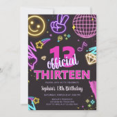 ネオンティーンの13歳誕生日パーティー 招待状 (正面)
