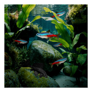 ネオンテトラスプリコストマス水族館魚タンク愛好家 ポスター