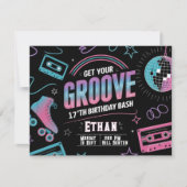 ネオンテーマ誕生日招待状カード 招待状 (正面)