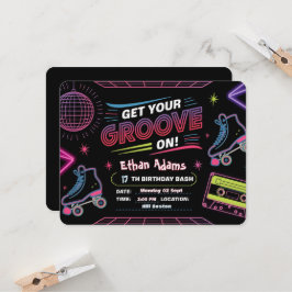 ネオンテーマ誕生日招待状カード 招待状