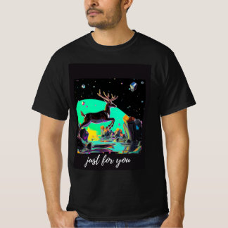 ネオンディアーTシャツ未来的アニマルプリントTシャツ Tシャツ