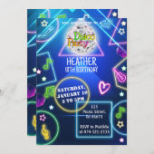 ネオンディスコパーティーの招待状 招待状 (正面/裏面)