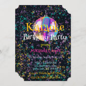 ネオンディスコボールカラオケバースデーパーティー 招待状 (正面/裏面)