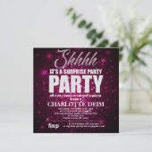 ネオンディスコ背景サプライズパーティー 招待状 (スタンド正面)