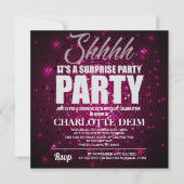 ネオンディスコ背景サプライズパーティー 招待状 (正面)