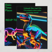 ネオンディノボーイの誕生日 招待状 (正面/裏面)