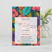 ネオンデザインの結婚式の招待花模様 招待状 (スタンド正面)