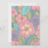 ネオンデザインの結婚式の招待花模様 招待状 (裏面)