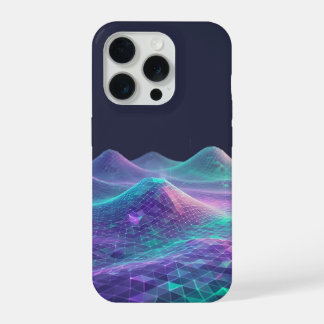 ネオンデジタルマウンテングリッドアート - テクノロジー美学D iPhone 15 PROケース