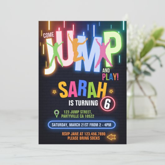 ネオントランポリンバウンスバースデーパーティー 招待状 (スタンド正面)