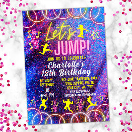ネオントランポリンパークでジャンプしよう バースデー 招待状