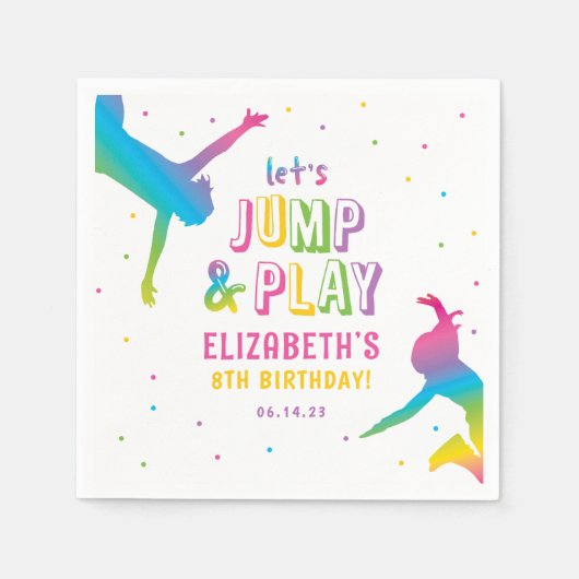ネオントランポリンパークガールズバースデーパーティナプキンス スタンダードカクテルナプキン (正面)