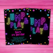 ネオントランポリンパーティーガールズピンクパープル誕生日 招待状