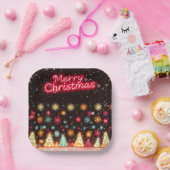ネオントレンディークリスマス ペーパープレート (パーティー)