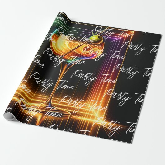 ネオントレンディーパーティー時パーソナライズされた ラッピングペーパー (アンロールド)
