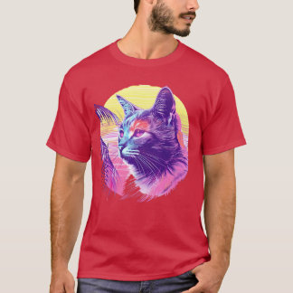 ネオントロピカルな80年代の猫友達 Tシャツ