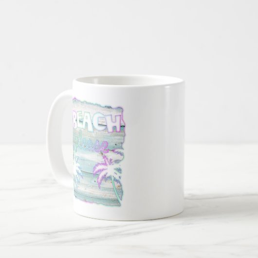 ネオントロピカルビーチウッドバケーションパームツリーズ コーヒーマグカップ (正面左)
