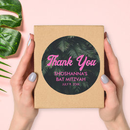 ネオントロピカルピンクパーソナライズされたサンキュー ラウンドシール