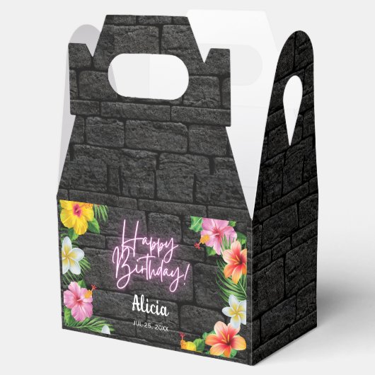 ネオントロピカルフォレストサマーハワイハッピーバースデー フェイバーボックス (オープン)