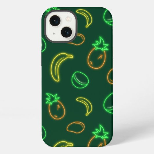 ネオントロピカルフルーツ柄iPhone 13ケース iPhoneケース (裏面)