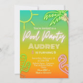 ネオントロピカルプールパーティー 招待状 (正面)