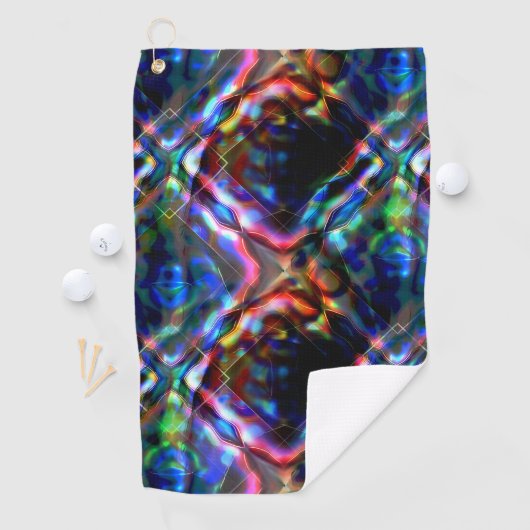 ネオントーンを使用した派手な四角い万華鏡のように千変万化するパターン ゴルフタオル (インサイチュ)