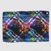 ネオントーンを使用した派手な四角い万華鏡のように千変万化するパターン ゴルフタオル (横)