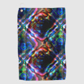 ネオントーンを使用した派手な四角い万華鏡のように千変万化するパターン ゴルフタオル (正面)