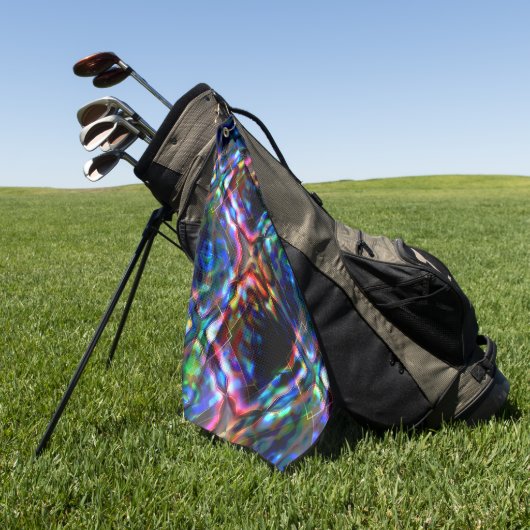 ネオントーンを使用した派手な四角い万華鏡のように千変万化するパターン ゴルフタオル (グリーン)