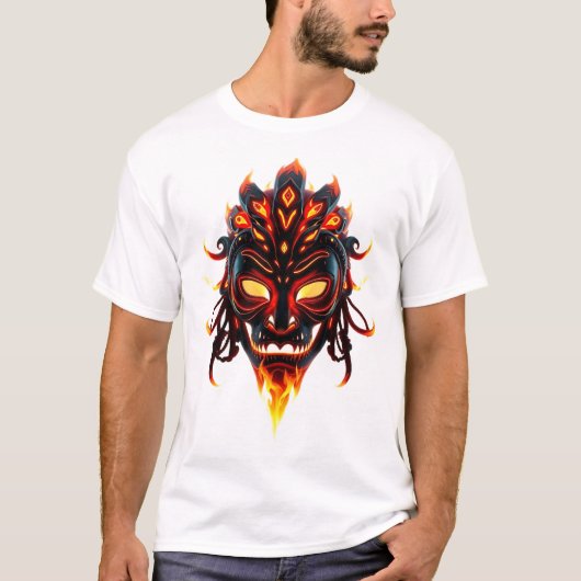 ネオント部族顔アート Tシャツ (正面)