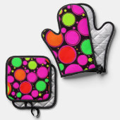 ネオンドットパーティー 鍋つかみ&鍋敷きセット (正面/裏面)