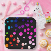 ネオンドット（黒） ペーパープレート (パーティー)