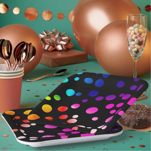 ネオンドット（黒） ペーパープレート (複数)