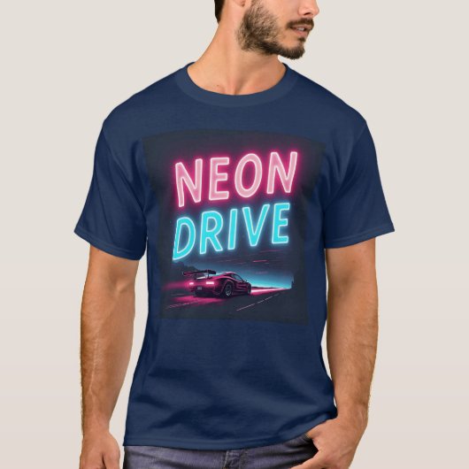 ネオンドライブ レトロシンワーヴデザイン Tシャツ (正面)