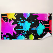 ネオンドライ絵を描プスデザイン ビーチタオル (正面)