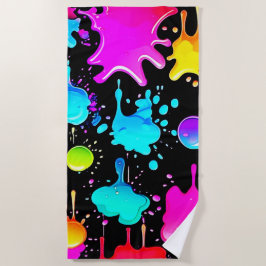 ネオンドライ絵を描プスデザイン ビーチタオル
