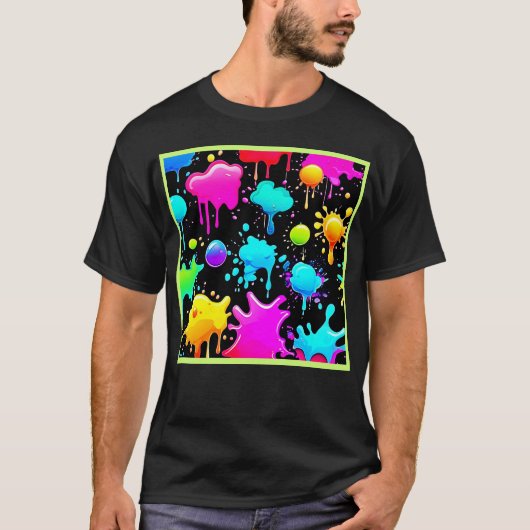 ネオンドライ絵を描プスデザイン Tシャツ (正面)