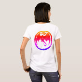 ネオンドラゴンの女性用白Tシャツの背面 Tシャツ (裏面フル)